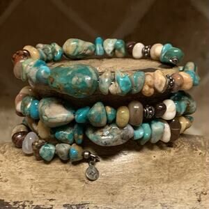 SWS Wrap Bracelet Sterling Silver, Turquoise, Jasper, Agate & More
